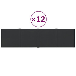 vidaXL Panneaux muraux 12 pcs Noir 60x15 cm Tissu 1,08 m²