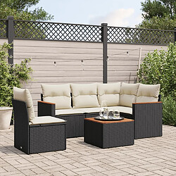 Maison Chic Ensemble Tables et chaises d'extérieur 6pcs avec coussins,Salon de jardin noir résine tressée -GKD171163