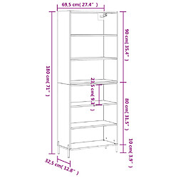 vidaXL Buffet noir 69,5x32,5x180 cm bois d'ingénierie pas cher