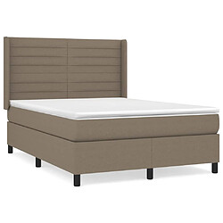 vidaXL Sommier à lattes de lit avec matelas Taupe 140x190 cm Tissu