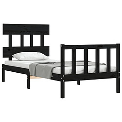 Acheter Maison Chic Cadre/structure de lit avec tête de lit pour adulte - Lit Moderne Chambre noir petit simple bois massif -MN11649