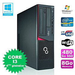 PC Fujitsu E720 E85+ SFF Core I3-4130 3.4GHz 8Go 480Go Graveur WIFI W7 - Occasion