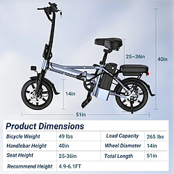 Avis AOVOPRO Vélo électrique 14 pouces- 48V- 500W - 15.6Ah - jusqu'à 60 KM - Gris argenté