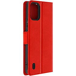 Avizar Étui pour Nokia C12 Clapet Porte-carte Support Design Fin Wallet Slim Rouge