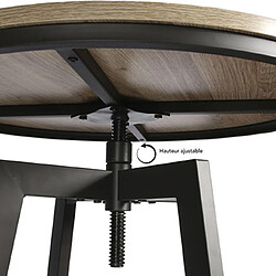 The Home Deco Factory Table haute avec tabourets design industriel Aria - 2 Personnes - Noir pas cher