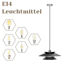 Acheter NETTLIFE Suspension Fer Noir Diam.28cm E14 - Lampe de Table à Manger Salon Moderne Chambre 1 Ampoule pour Cuisine Couloir d'Hôtel