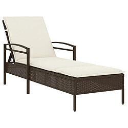 vidaXL Chaise longue avec coussin marron 63x200x81 cm résine tressée