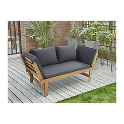 Banquette de jardin en bois dacacia FSC - 2 places - KAYDA - Avec coussins