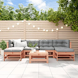 vidaXL Salon de jardin 7 pcs avec coussins bois massif douglas