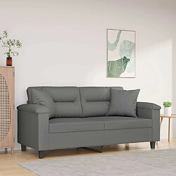 Maison Chic Canapé 2 places avec oreillers,Sofa de Salon,Canapé droit gris foncé 140 cm -GKD437900