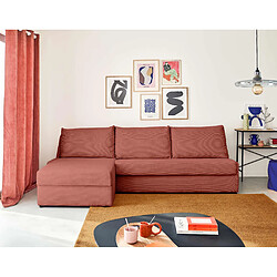 Lisa Design Palmira - canapé d'angle gauche - 4 places - convertible couchage quotidien - matelas 14 cm - en velours côtelé Palmira - canapé d'angle gauche - 4 places - convertible couchage quotidien - matelas 14 cm - en velours côtelé - Rose