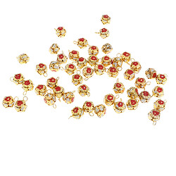 50 pcs rouge boule-fleur jingle cloches diy décor de Noël artisanat jouet 12mm pas cher