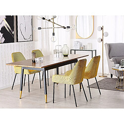 Beliani Table extensible effet bois foncé / doré 160/200 x 90 cm CALIFORNIA