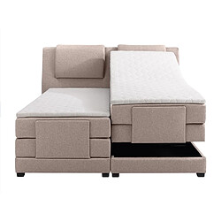 Acheter Vente-Unique Ensemble complet boxspring tête de lit + sommiers relaxation électrique + matelas + surmatelas - 2 x 90 x 200 cm - Tissu - Beige - CASTEL II de PALACIO