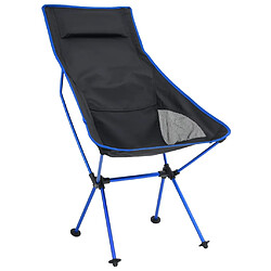 vidaXL Chaise de camping pliable PVC et aluminium Noir