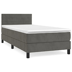 Maison Chic Lit Adulte - Lit simple Lit à sommier tapissier et matelas moelleux - Meuble de Chambre - Gris foncé 90x190 cm Velours -MN75903