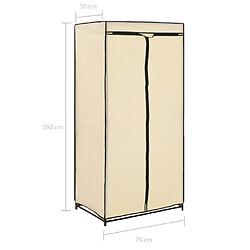 vidaXL Garde-robe Crème 75x50x160 cm pas cher