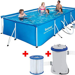 Bestway Piscine tubulaire rectangulaire stell pro frame 4.00 x 2.11 x h.0.81 m pas cher