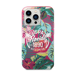 Us Polo U.S Polo Coque pour iPhone 14 Pro Max Motifs Floraux USPA Florida EST.1890 BOCA RATON Multicolore