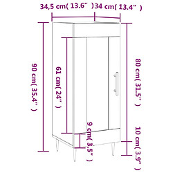 vidaXL Buffet Sonoma gris 34,5x34x90 cm Bois d'ingénierie pas cher