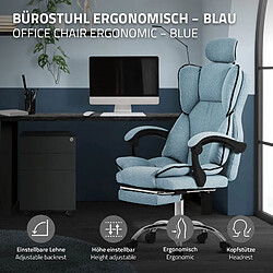 ML-Design Chaise de bureau ergonomique réglable en hauteur fauteuil de direction bleu