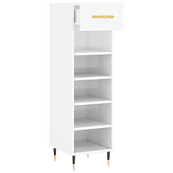 Maison Chic Armoire à chaussure 30x35x105 cm,Meuble à Chaussures Blanc brillant Bois ingénierie -MN28939 pas cher