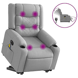 Maison Chic Fauteuil Relax pour salon, Fauteuil inclinable de massage électrique Gris clair Tissu -GKD72738