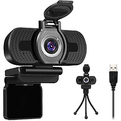 Chrono Webcam 1080P avec microphone, webcam USB pour ordinateur, webcam Plug and Play pour ordinateur de bureau et ordinateur portable, noir