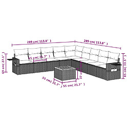 Acheter vidaXL Salon de jardin 10 pcs avec coussins noir résine tressée