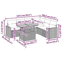 vidaXL Salon de jardin avec coussins 7 pcs beige résine tressée pas cher