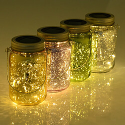 Outsunny Lumière de jardin solaire - pots mason jar 4 pièces - lanterne de verre solaire LED étanche norme IP 44 - lampes décoratives de jardin 4 couleurs