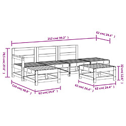 vidaXL Salon de jardin 6 pcs Bois de pin massif pas cher