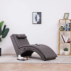 Maison Chic Chaise longue de massage avec oreiller| Bain de soleil Relax | Transat Gris Similicuir -GKD11931