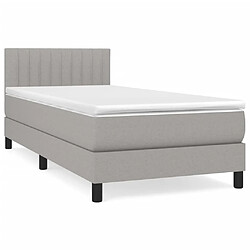 Maison Chic Lit Adulte - Lit simple Lit à sommier tapissier avec matelas moelleux - Meuble de Chambre - Gris clair 100x200cm Tissu -MN67188