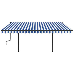 Avis Maison Chic Auvent automatique | Store banne extérieur | Marquise rétractable poteaux 4,5x3,5 m Bleu et blanc -MN71675