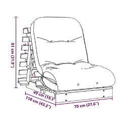 vidaXL Canapé-lit futon avec matelas 70x206x11 cm bois de pin imprégné pas cher