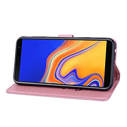 Wewoo Housse Coque Étui en cuir avec rabat horizontal relief Rose pour Samsung Galaxy J4 Plus, support, logements pour cartes et porte-monnaie (or rose) pas cher