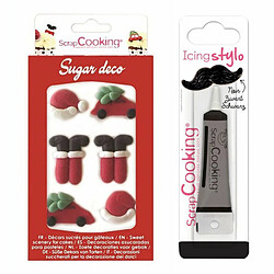 Scrapcooking Décosucres Père Noël + Stylo de glaçage noir