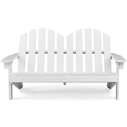 Helloshop26 Chaise/fauteuil de jardin adirondack 2 places pour enfants en bois de sapin avec dossier 110 degrés accoudoirs charge 100 kg blanc 20_0005119