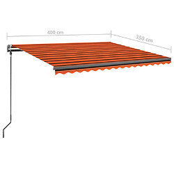 vidaXL Auvent automatique rétractable poteaux 4x3,5 m Orange marron pas cher