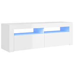 Maison Chic Meubles TV avec lumières LED - Banc TV pour salon blanc brillant 120x35x40 cm -MN22698