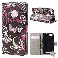 Htdmobiles Housse etui portefeuille PU cuir pour Wiko Jerry + film ecran - FLEURS N