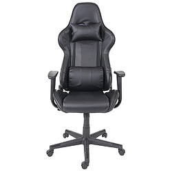 Acheter Decoshop26 Fauteuil chaise de bureau gamer sur roulettes mécanisme de bascule en synthétique noir 04_0001853