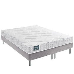 Inside 75 Ensemble Dunlopillo 160*200 cm EUGEN 2 20 cm matelas double sommier déco pieds gris