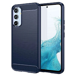 Htdmobiles Coque pour Samsung Galaxy A54 5G - housse etui silicone gel carbone + verre trempe - BLEU FONCE