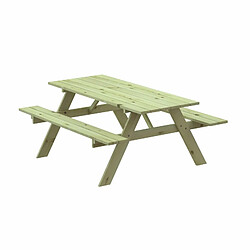 Table Pique-Nique en Bois Traité Gardiun Solid 28 mm avec Banc 177x151x77 cm 6/8 Personnes