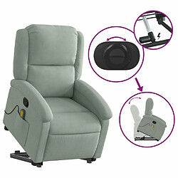 Maison Chic Fauteuil Relax pour salon, Fauteuil de massage inclinable Gris clair Velours -GKD60235 pas cher