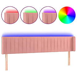 vidaXL Tête de lit à LED Rose 203x16x78/88 cm Velours