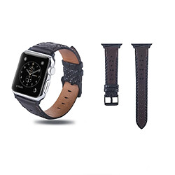 Wewoo Bande de montre en cuir pleine fleur avec trou carré pour Apple Watch séries 4 et 3 et 2 et 1 38 et 40 mm