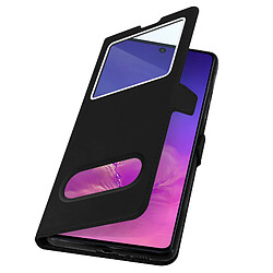 Avizar Housse Samsung Galaxy S10 Lite Étui Intégral Double Fenêtre Support Vidéo Noir